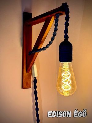 Vintage Falilámpa Edison Izzóval