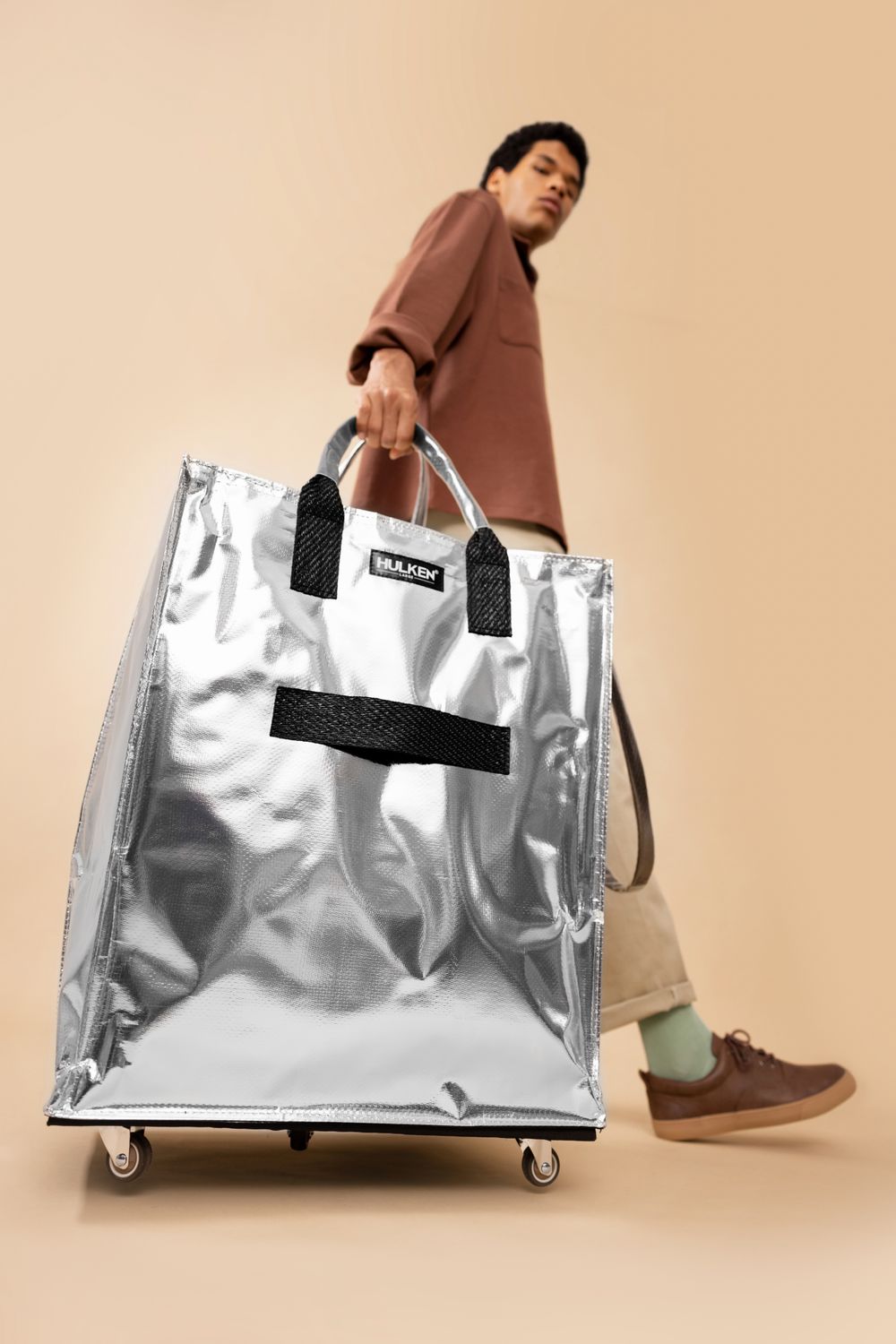 HULKEN s シルバー Silver Tote Bag | Foldable Bag on Wheels – HULKEN®