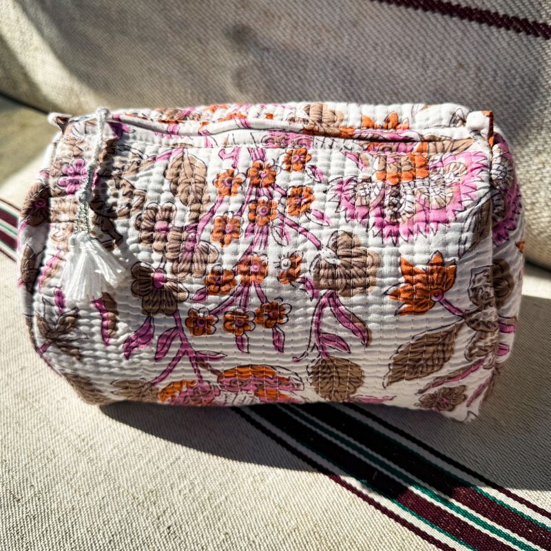 Toiletry Bag Orange Flower Large
