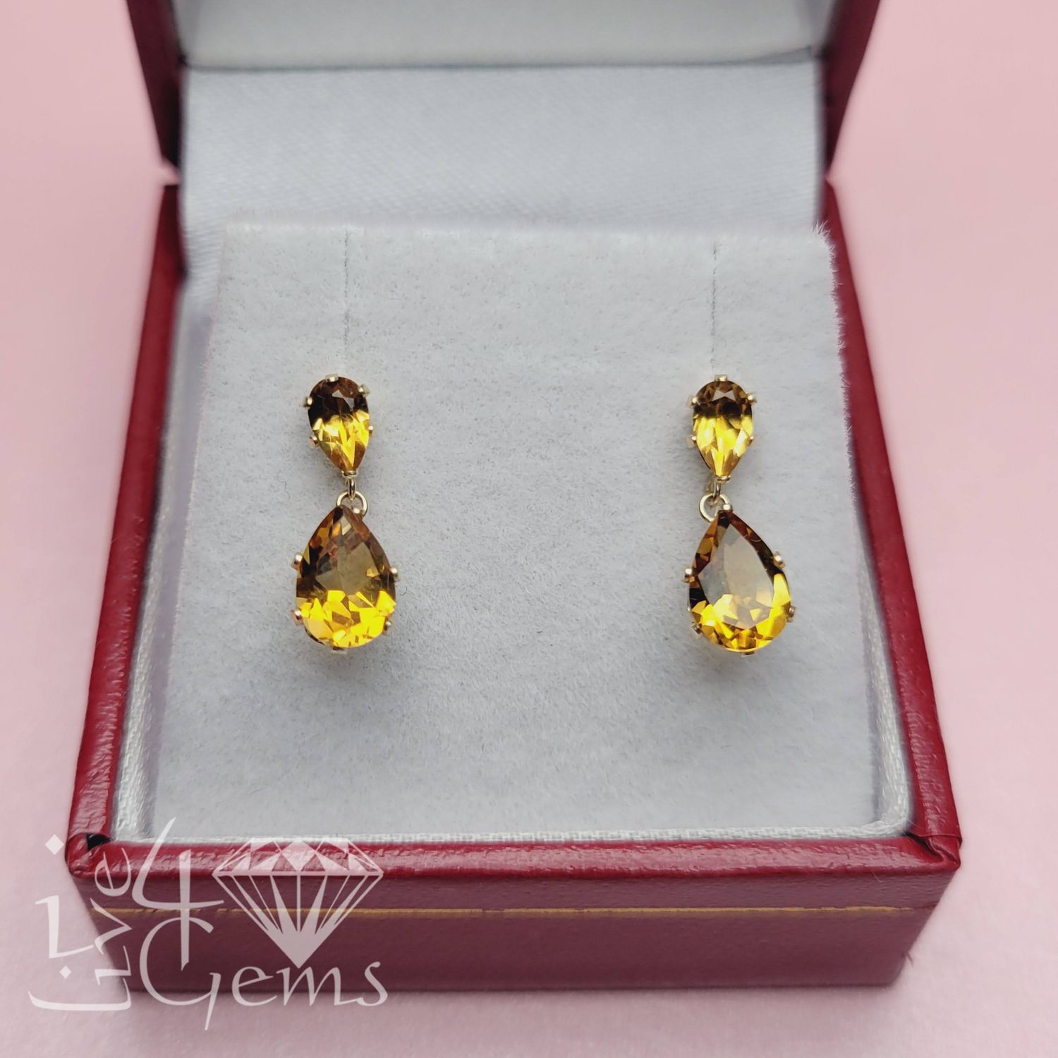14kty Citrine Pear Shape Earring