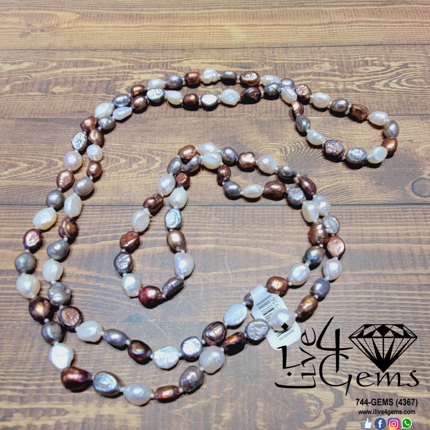 Pearl Baroque  Long , Color: Brown, Size: 48&quot;