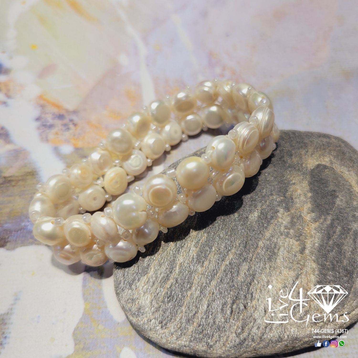 Pearl Baroque Flat Double Strand Bracelet