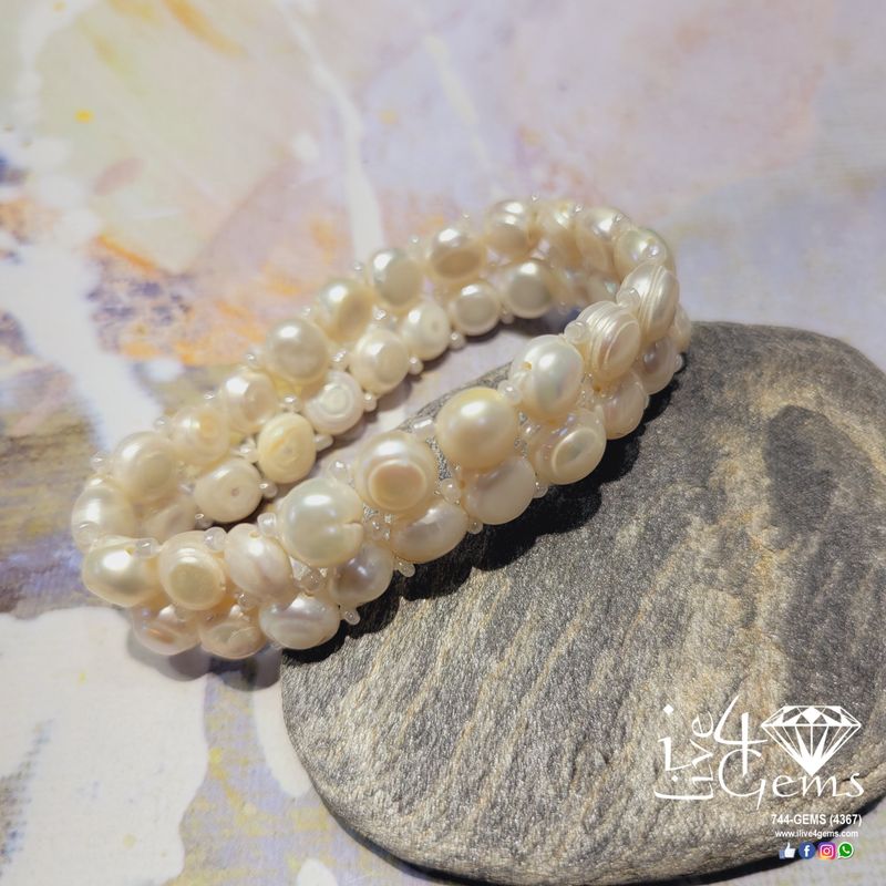 Pearl Baroque Flat Double Strand Bracelet
