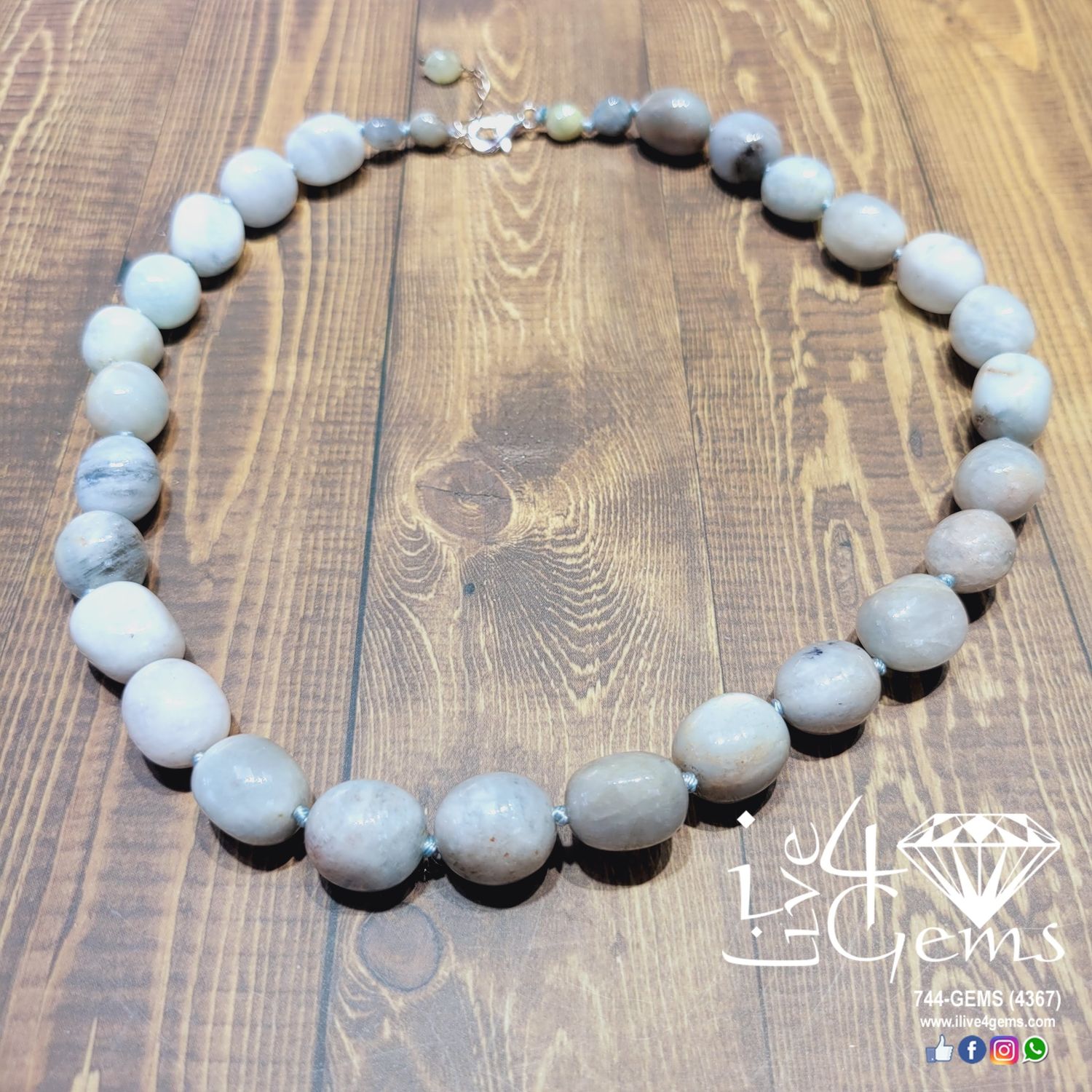 Aquamarine Barrel 18&quot; Necklace