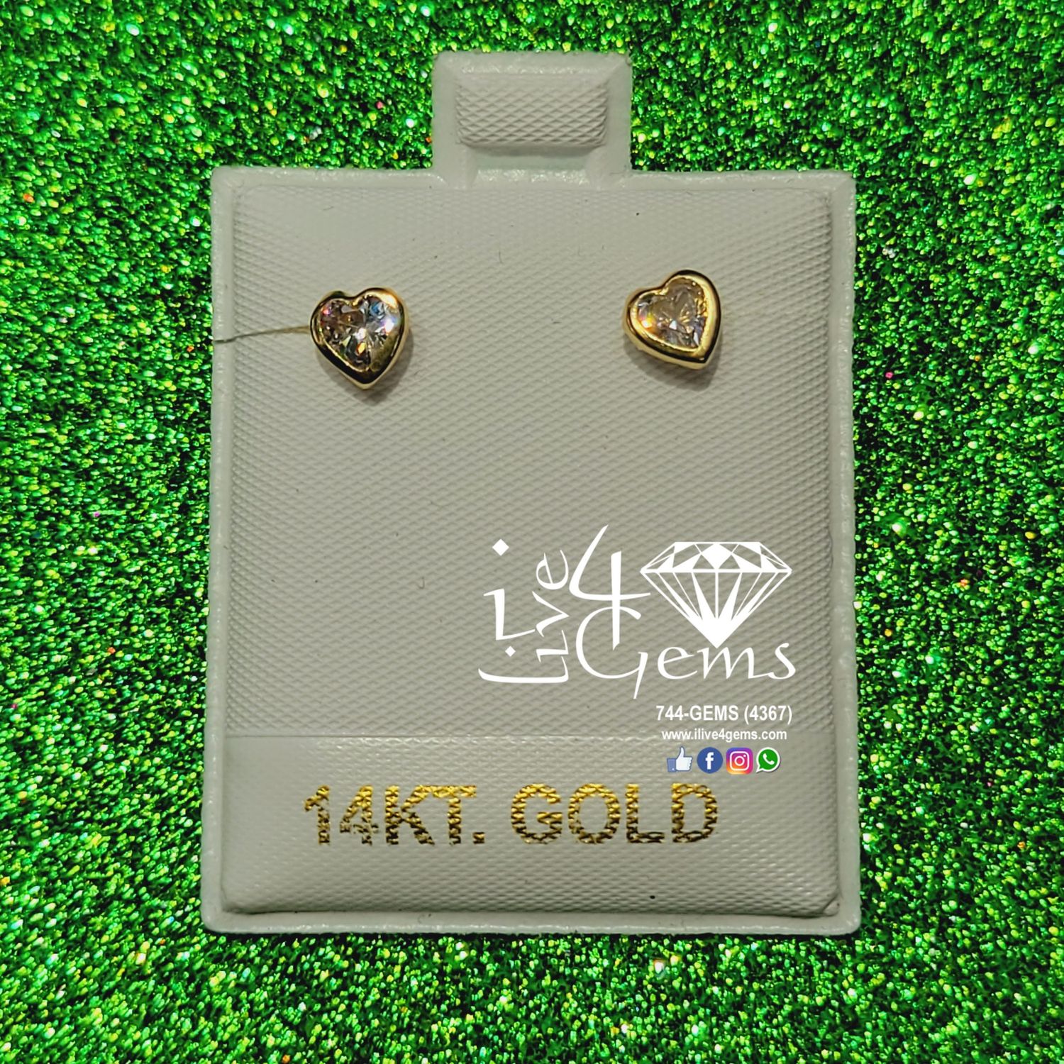 14kt Bezel Heart Screwback Stud