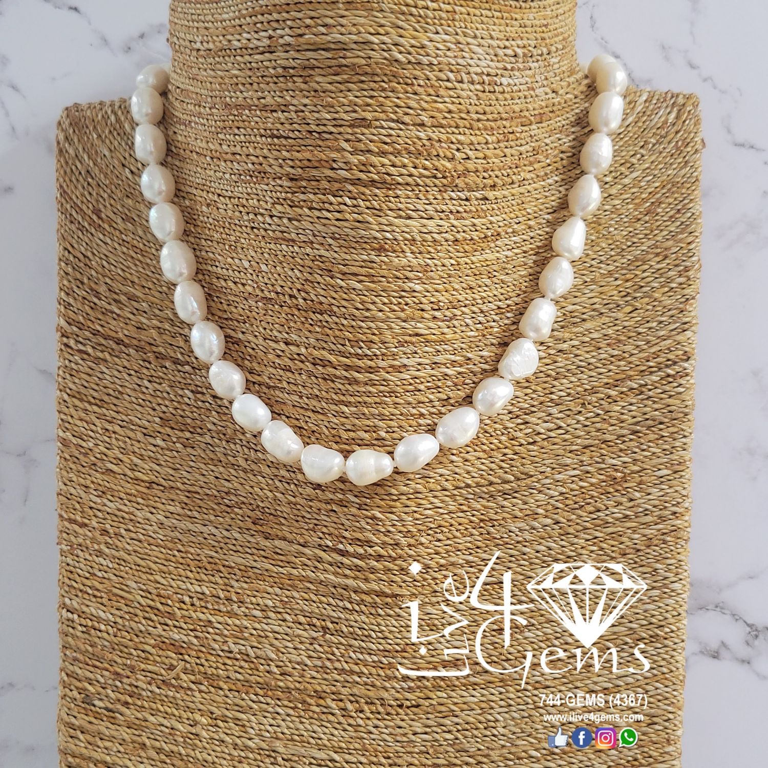 Baroque Pearl 17&quot; White 12mm-15mm