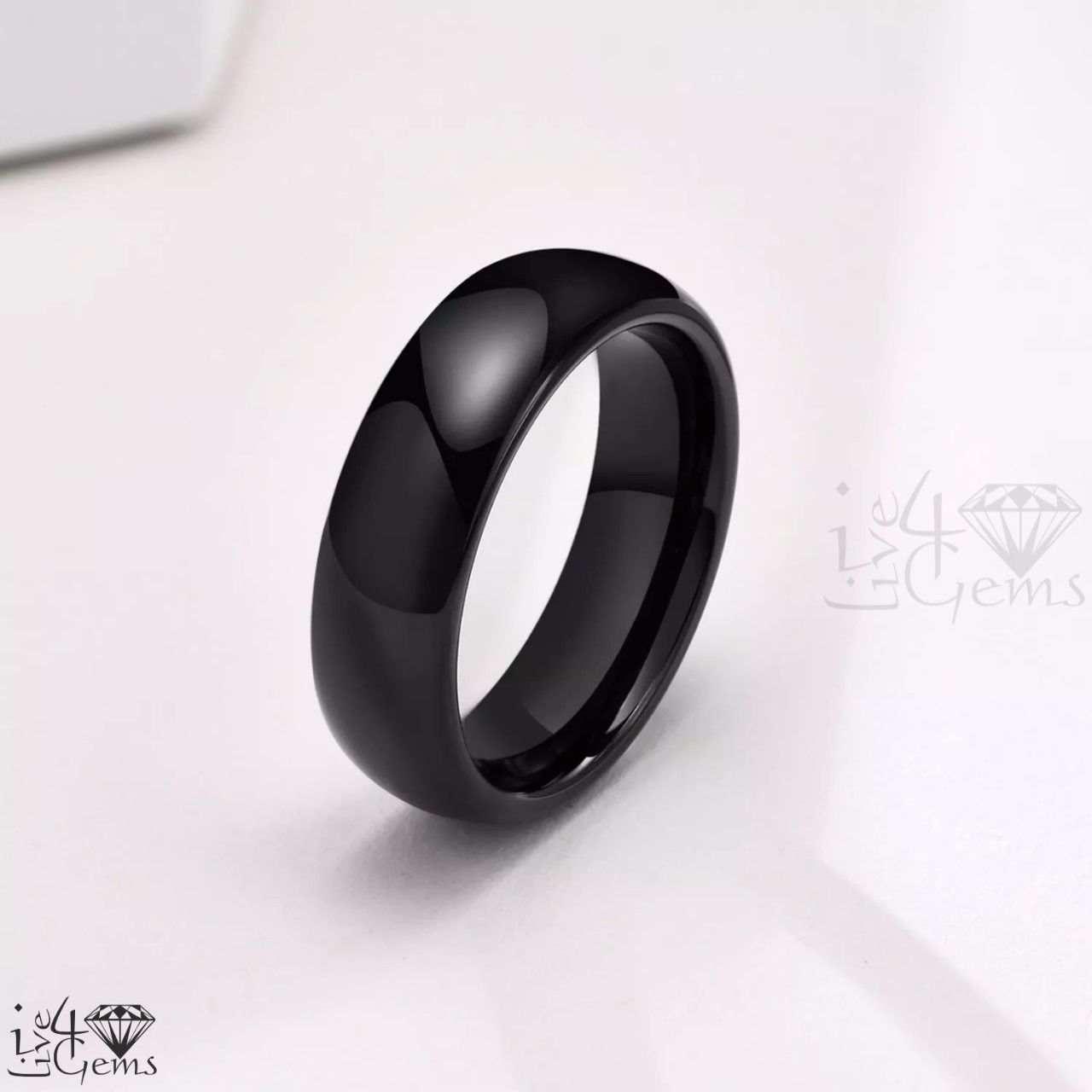 Tungsten Carbide Polished Black Rounded Band