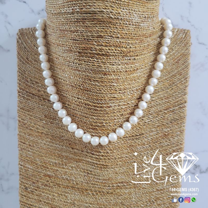 Pearl Baroque 8mm 17&quot; Necklace Heart Toggle