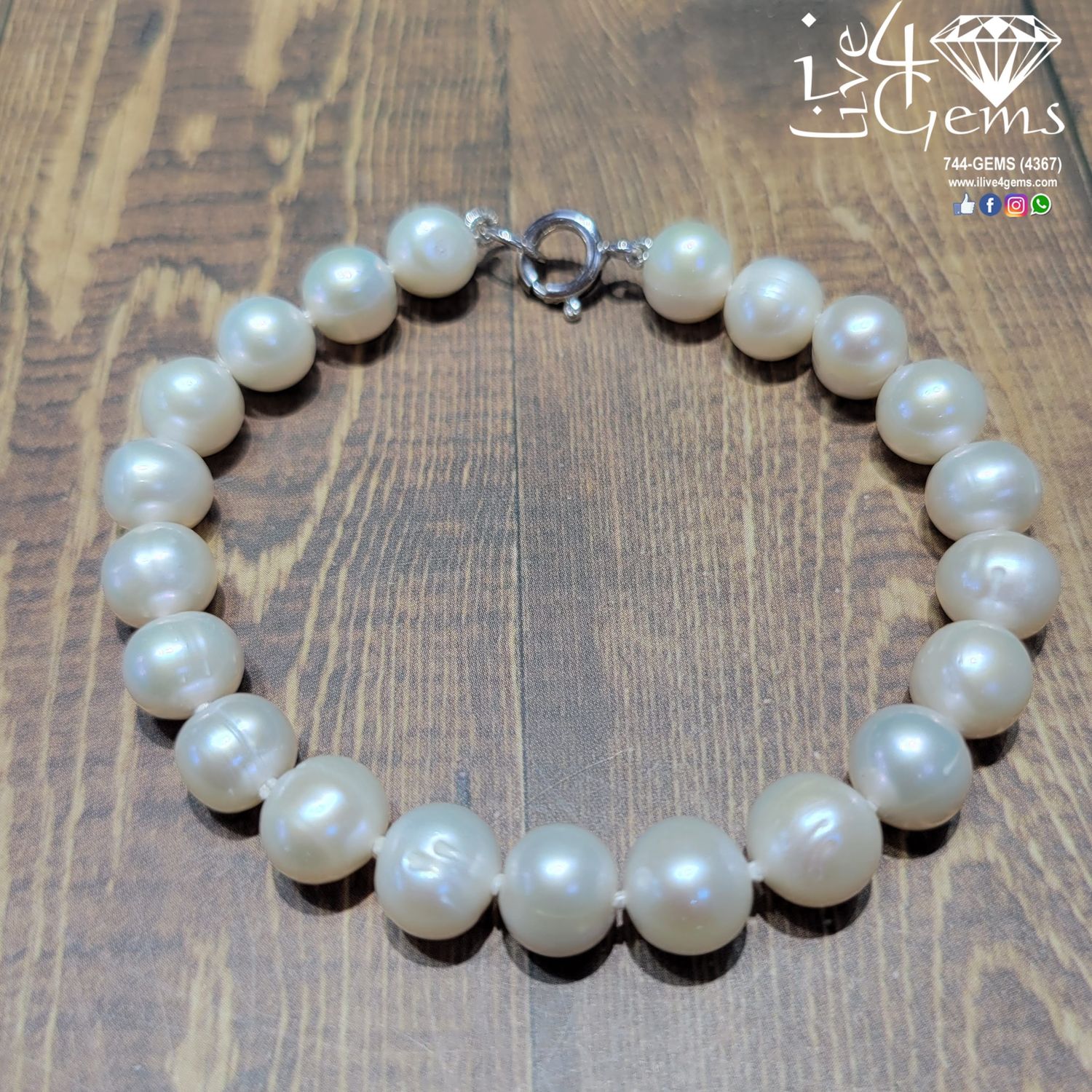 10-12mm White Pearl Bracelet