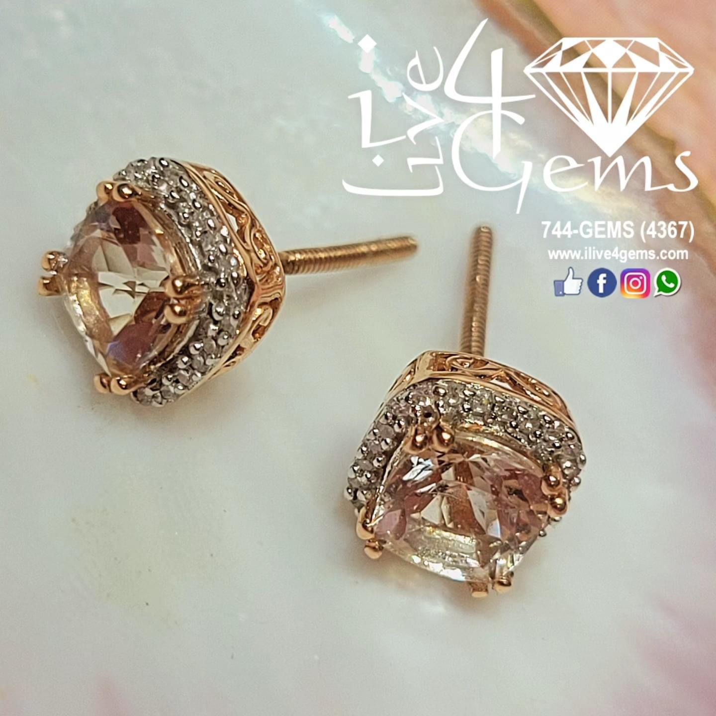1/10ctw 7/8ct Morganite Cushion Earring