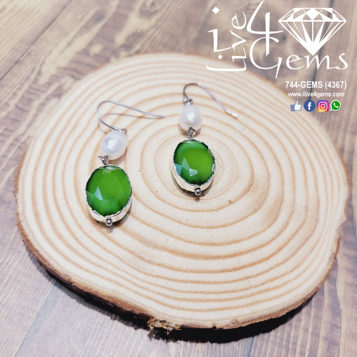 Gemstone Earring, Gemstone: Chalcedony/Pearl