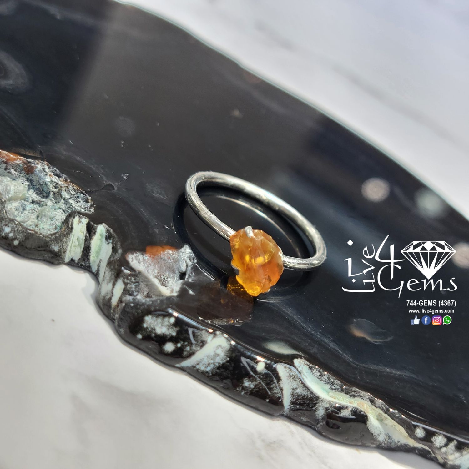 Sterling Silver Citrine Stackable Ring, Size: 4
