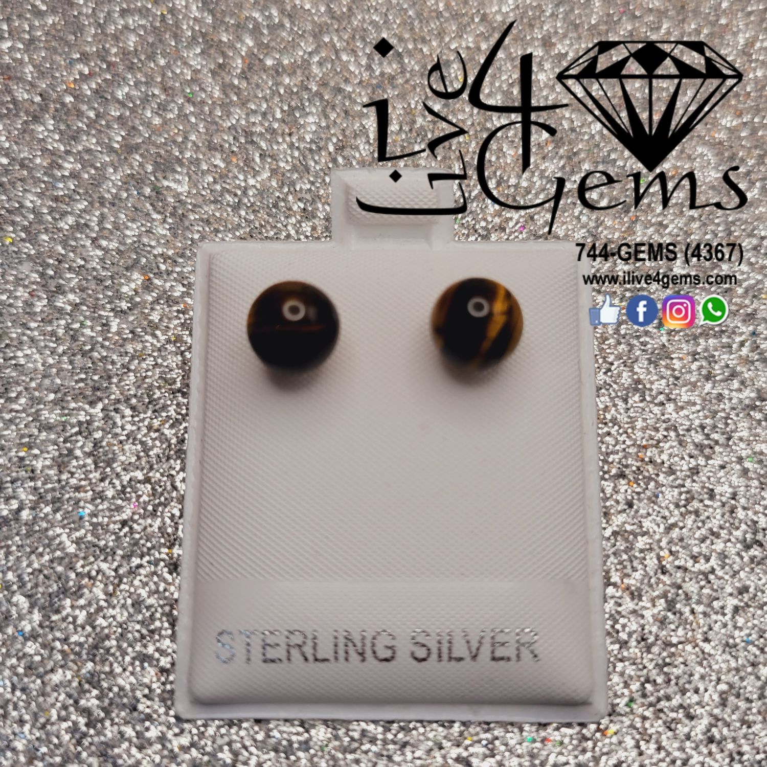 Silver Tiger&#39;s Eye Stud
