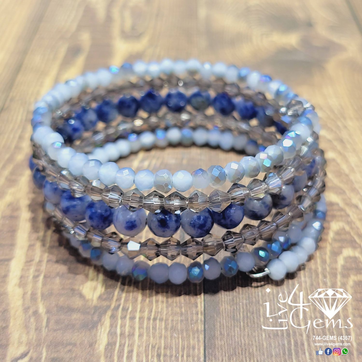 Multi-Wrap Bracelet- Soladite  and Crystal