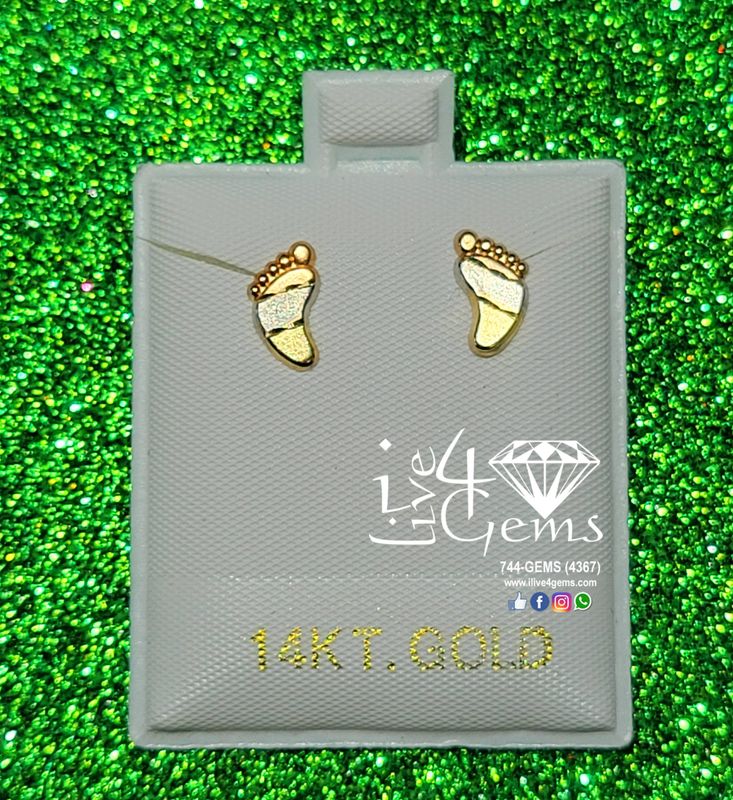 14kt Baby Feet Stud