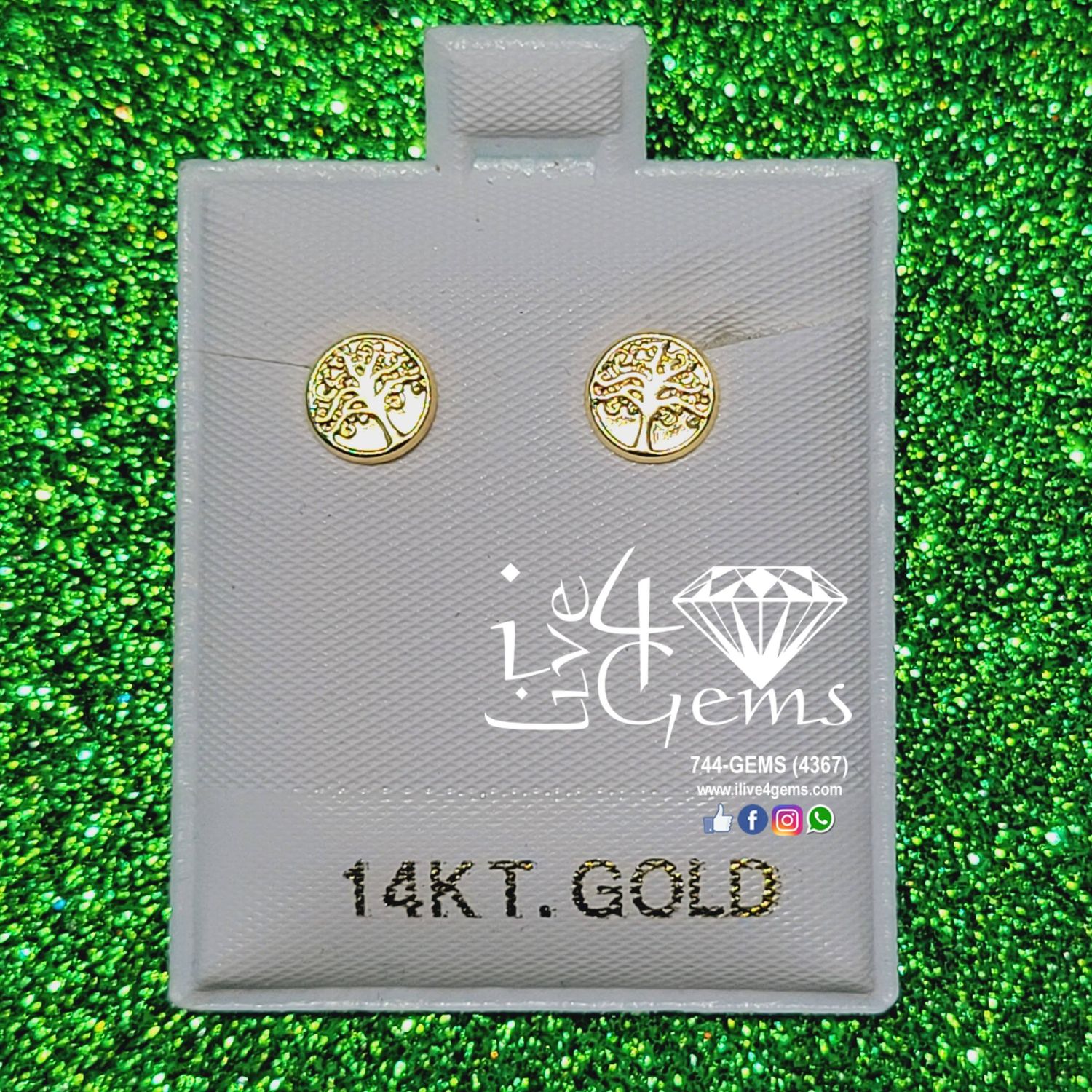 14kt Tree of Life Stud Round