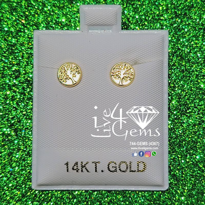 14kt Tree of Life Stud Round
