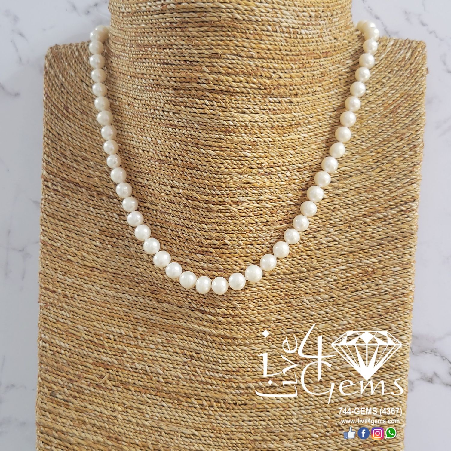 Pearl White Silver 17&quot; Necklace