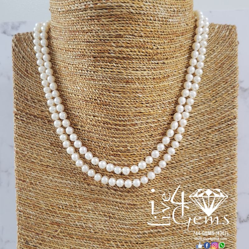 Pearl 20&quot; White 10mm Double Silver Toggle Strand Necklace