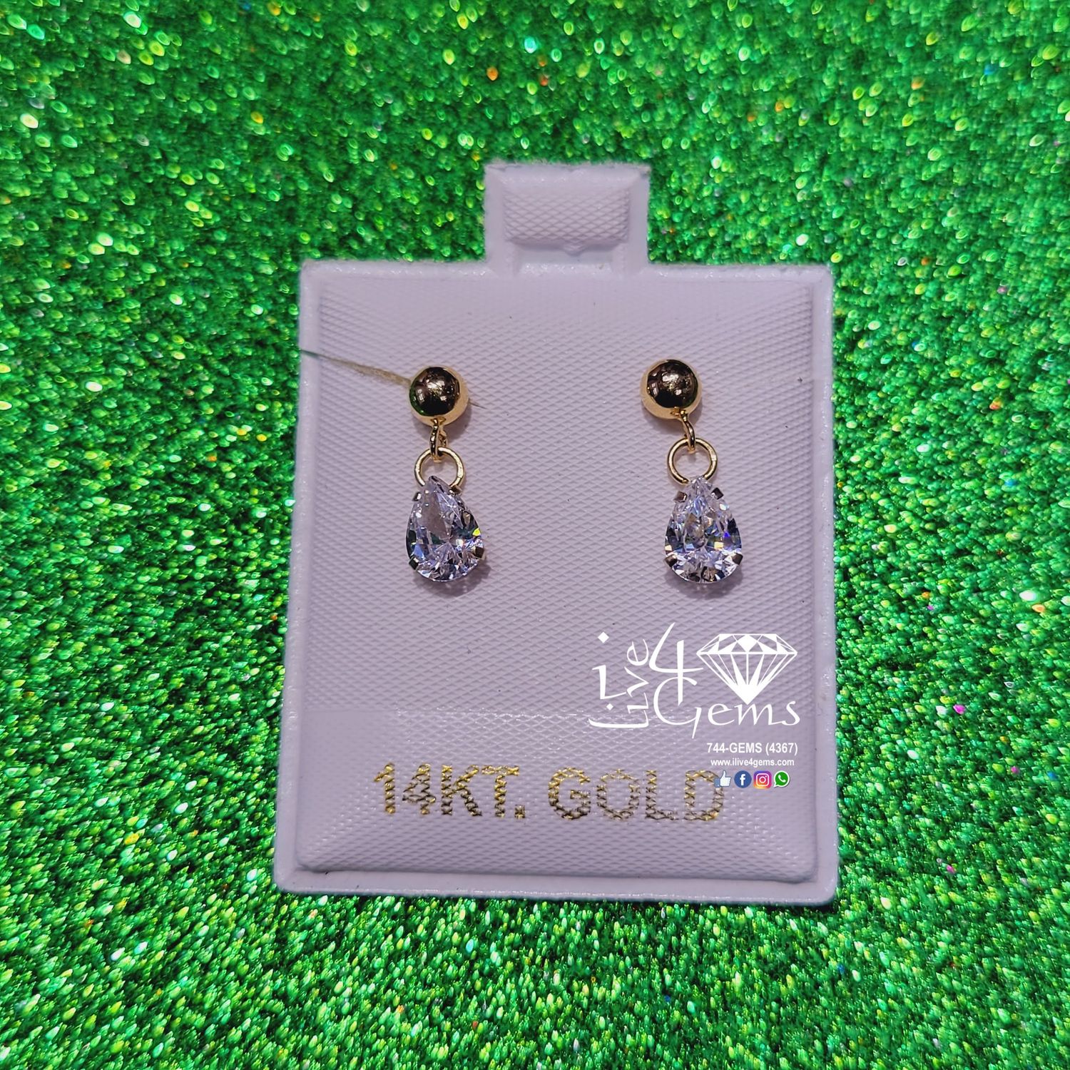 14kt Tear Drop Hanging Earring