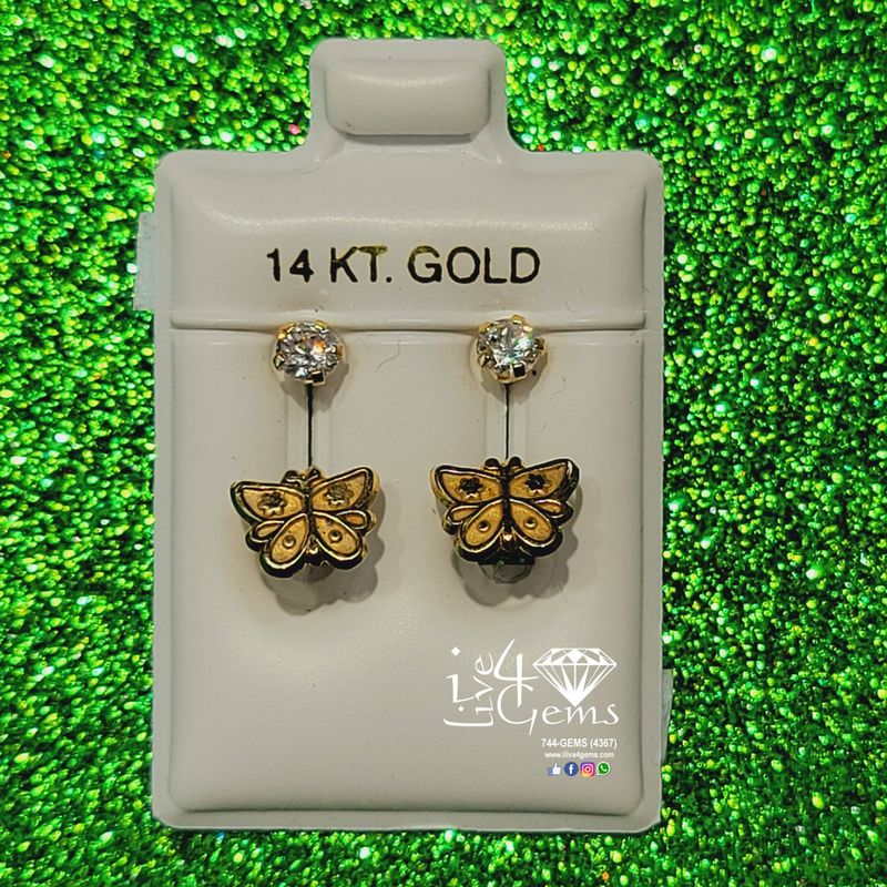 14kt Butterfly Star /Cz Top Screwback
