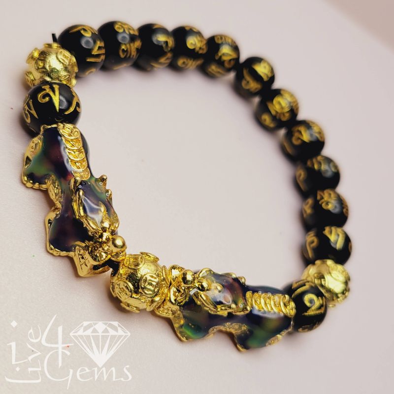10mm Feng Shui Black Obsidian Wealth Bracelet Pi Xiu