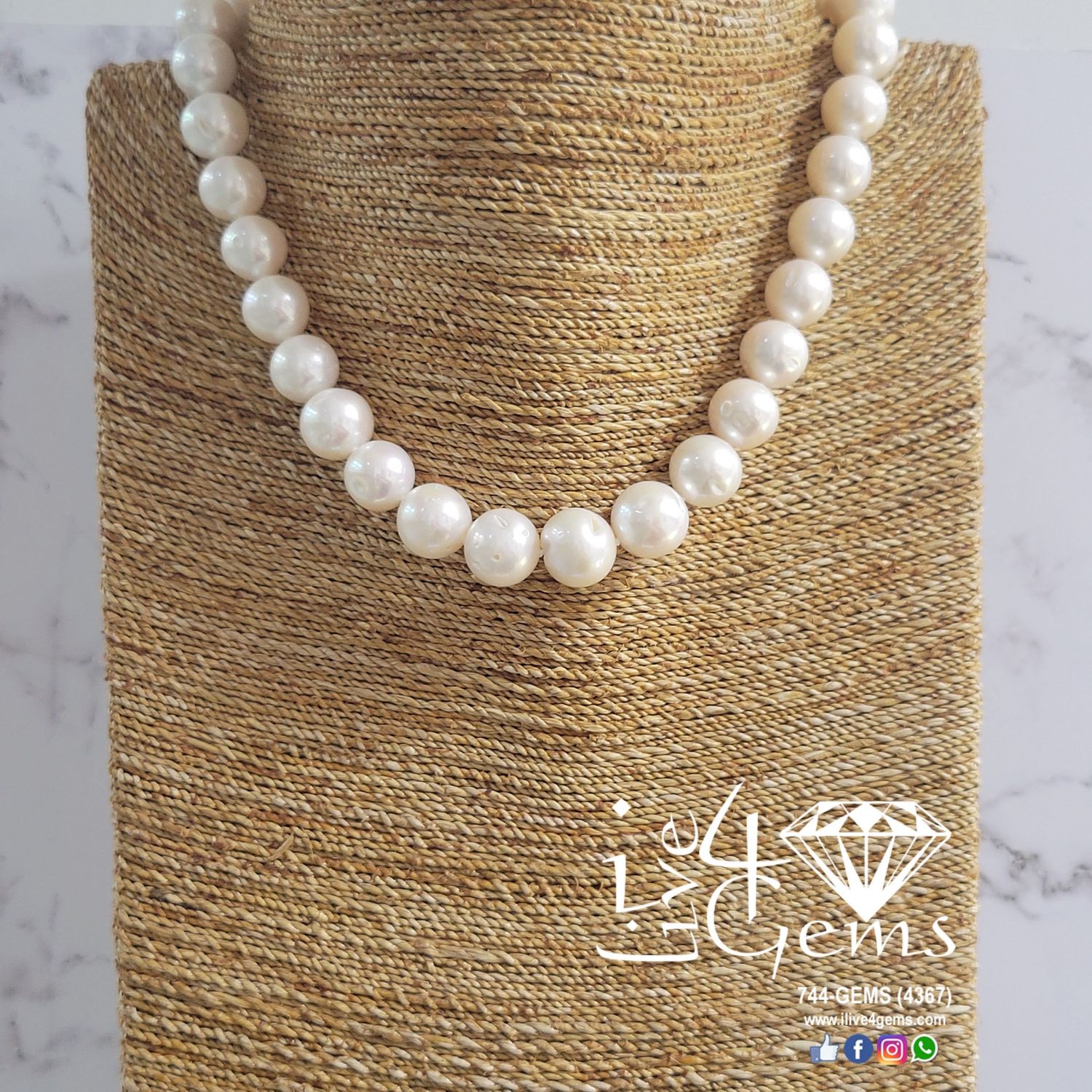 Pearl 11mm 18&quot; Silver Toggle Necklace