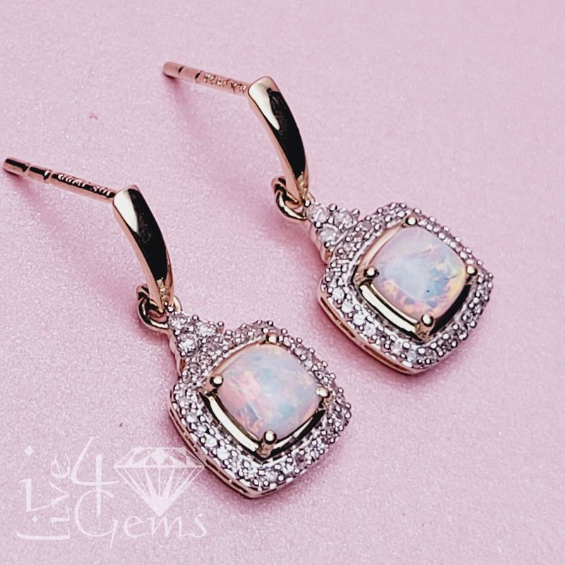 10kty .20ctw Opal Cushion Earring