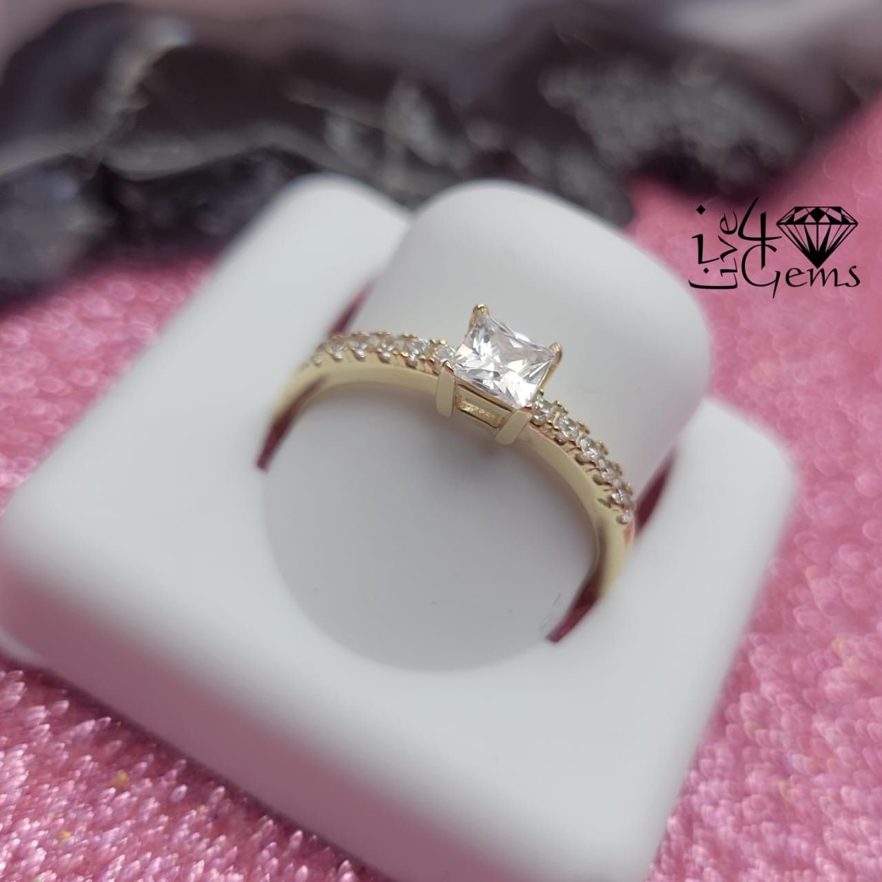 10kty Princess Cut CZ Low Setting Ring