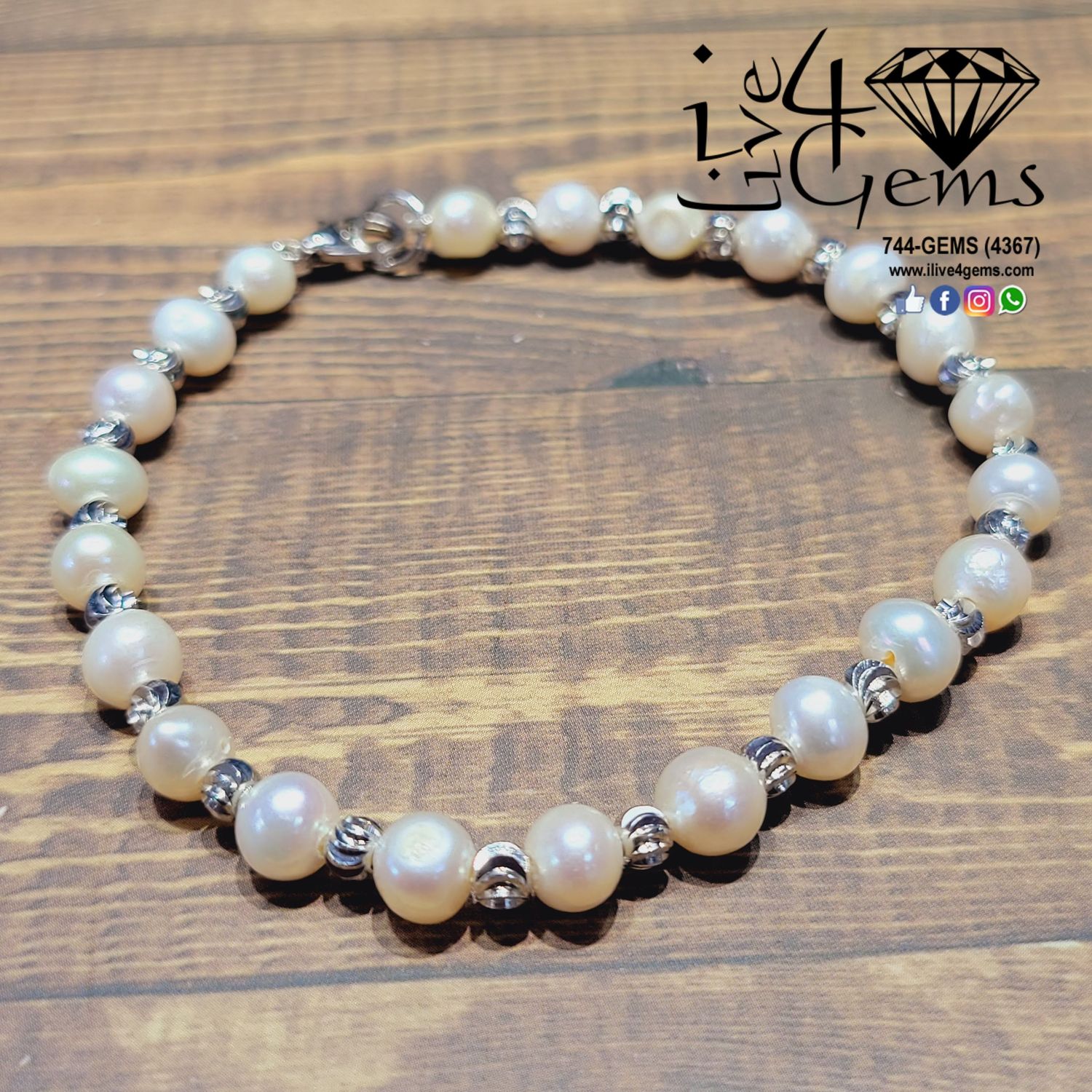 Pearl and Bead  Bracelet Stainless Steel