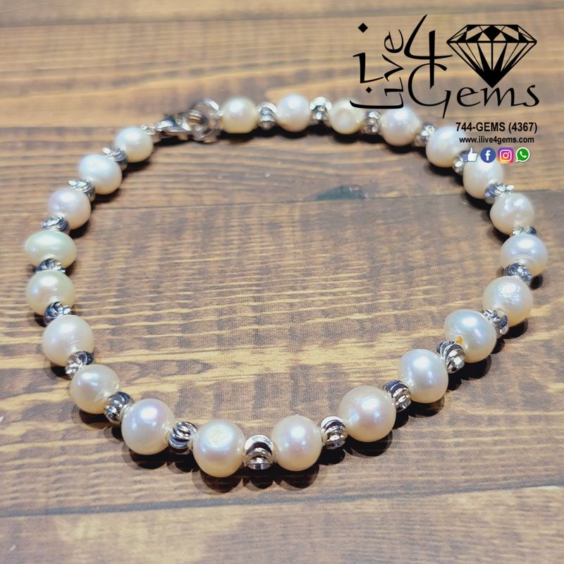 Pearl and Bead  Bracelet Stainless Steel