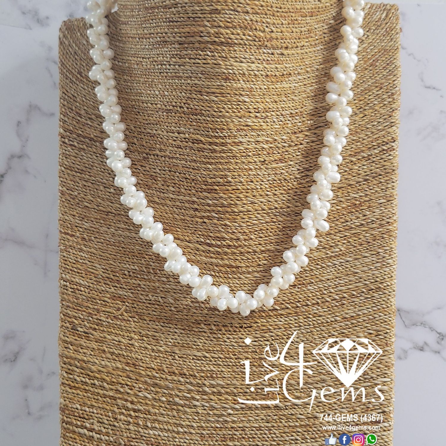 Pearl Cluster Potato 16&quot; Choker and 2&quot; Extender