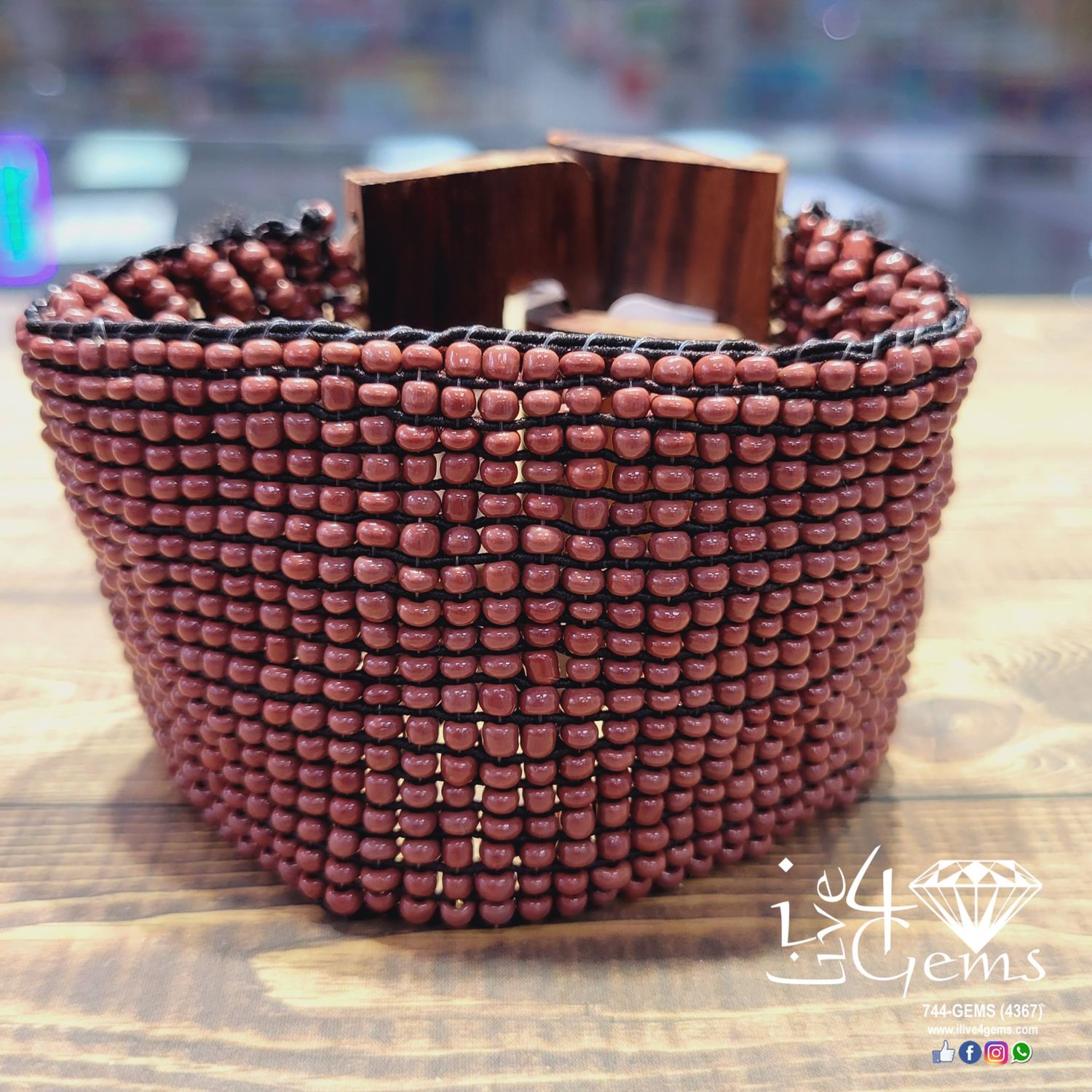 Wooden Semi-Precious Stretch Bracelet