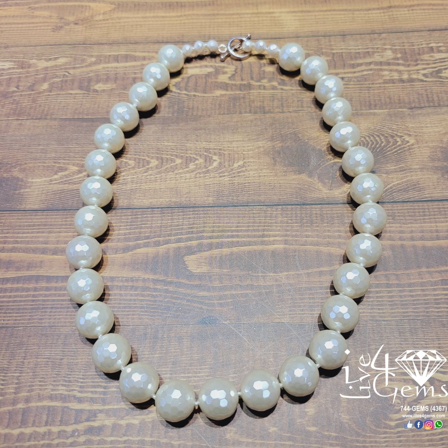 Faceted Mother of Pearl Necklace