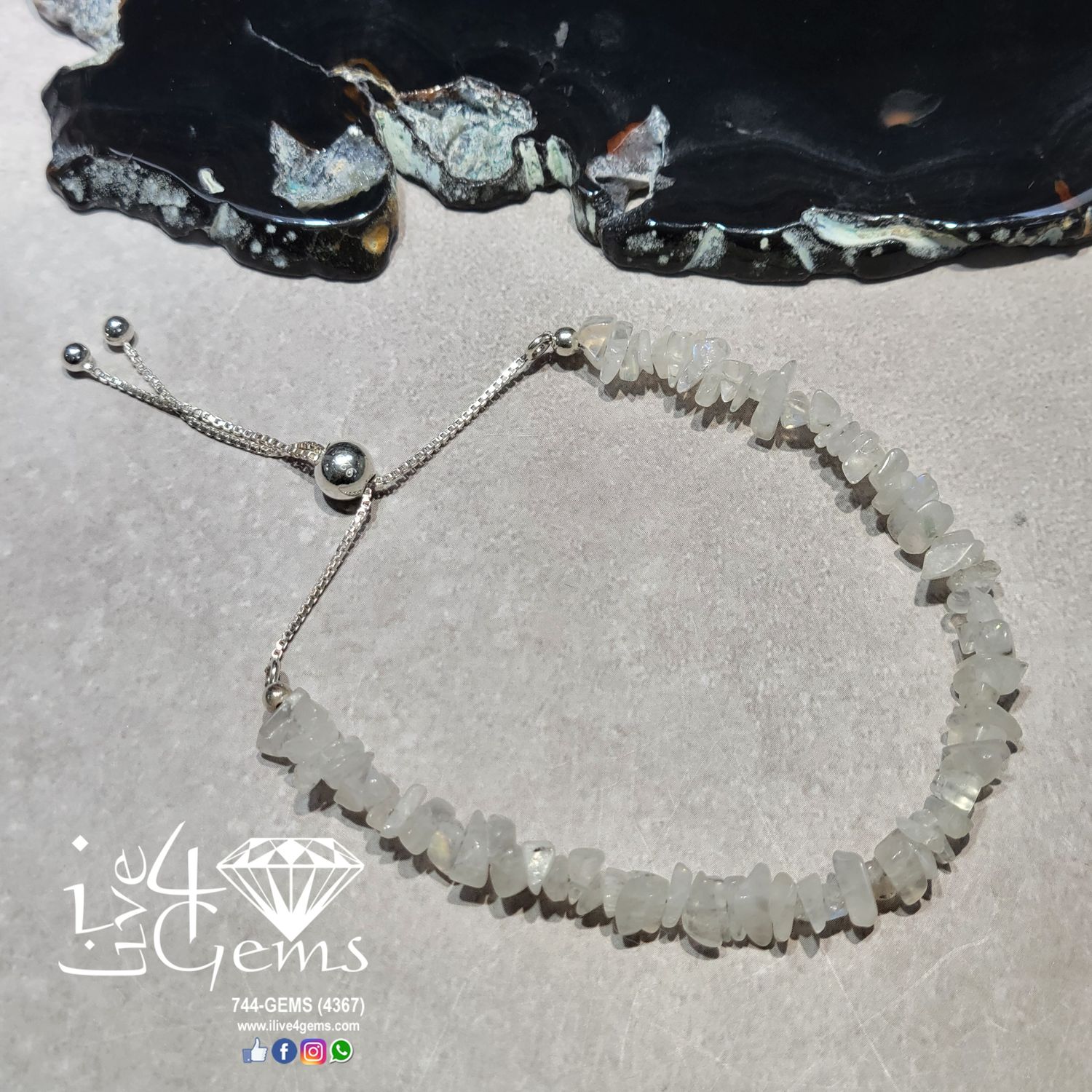 Silver Bead Cluster Bracelet Herkimer Diamond