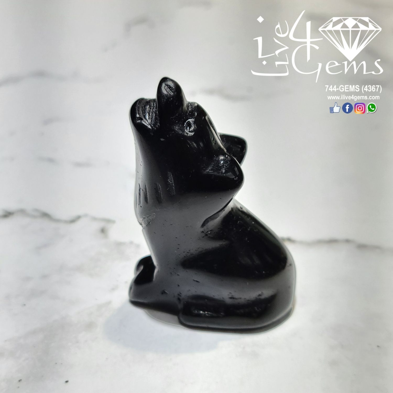 Gemstone Animal Obsidian Wolf