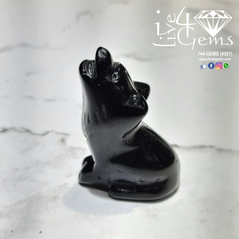 Gemstone Animal Obsidian Wolf