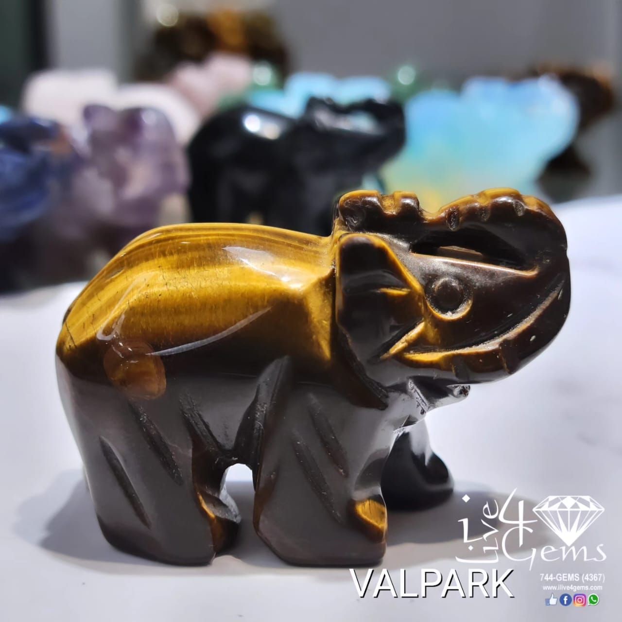 Gemstone Animal  Tiger&#39;s Eye Elephant