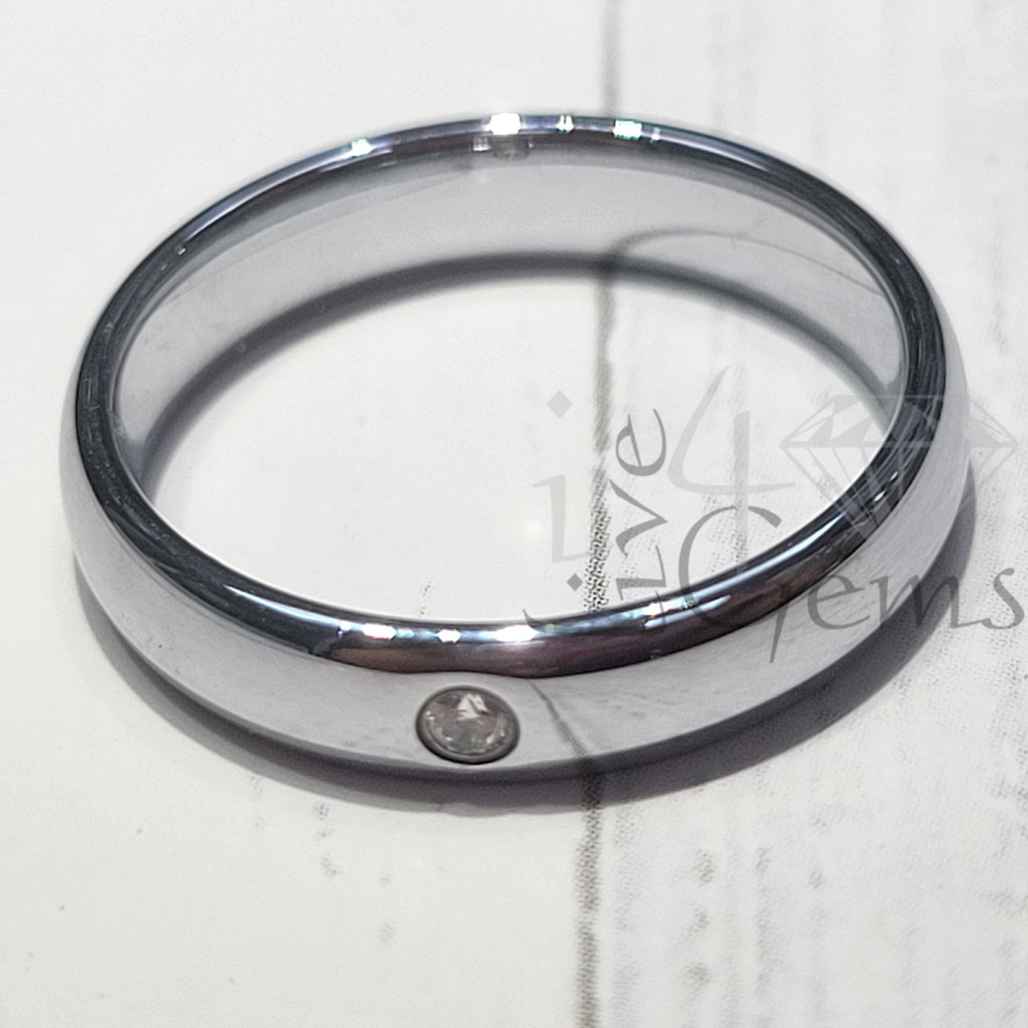 Tungsten Carbide Rounded Silver CZ Band