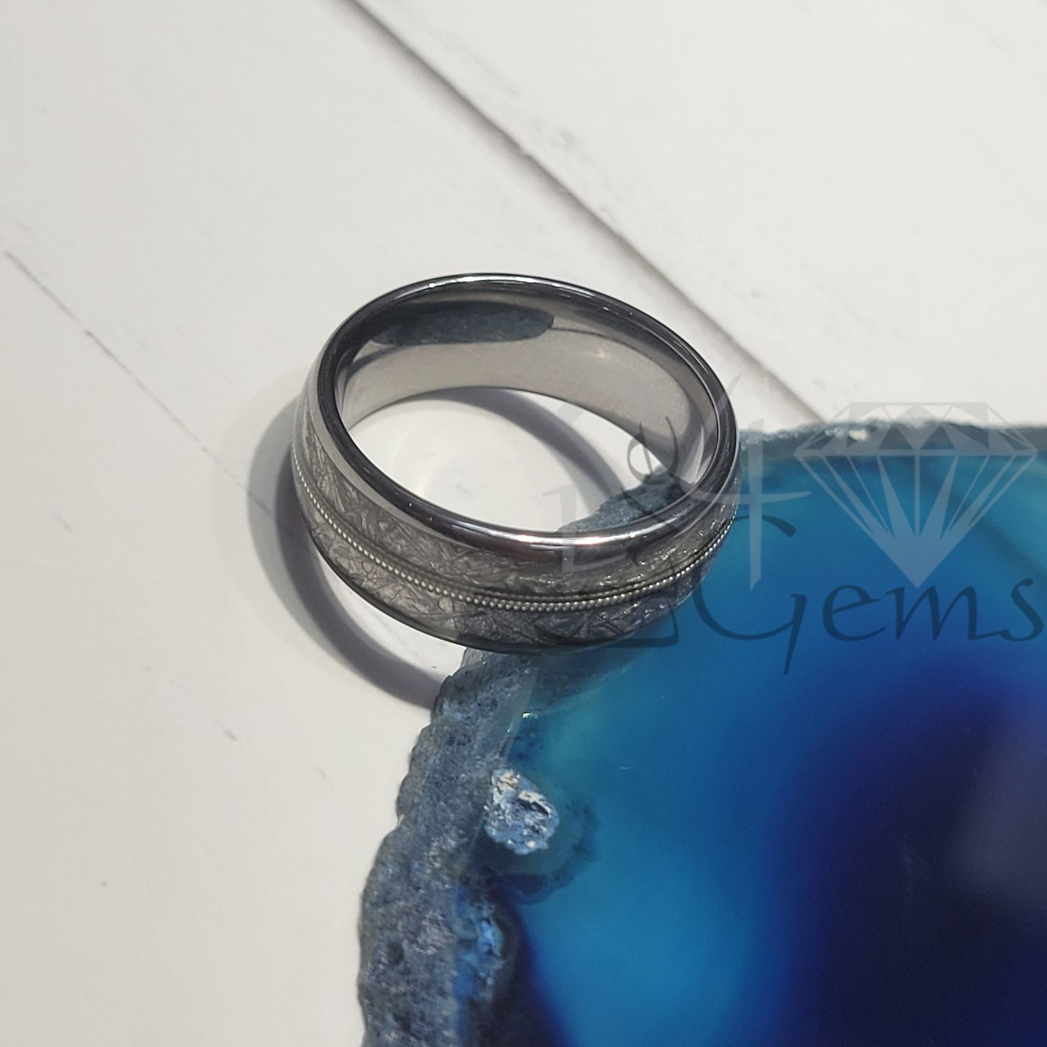 Tungsten Carbide Silver Inlay Band