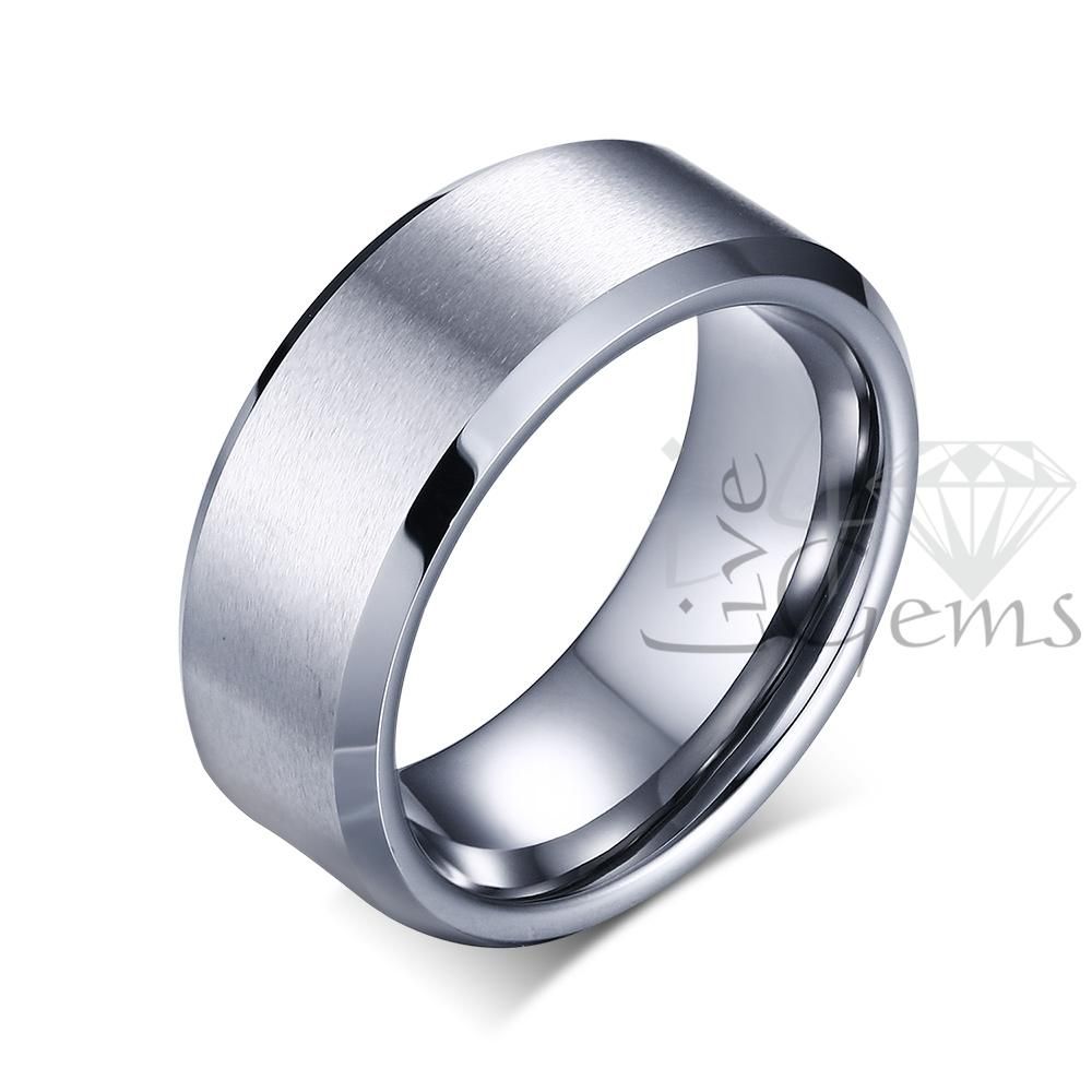 Tungsten Carbide Silver 8mm Matte Stripe Band