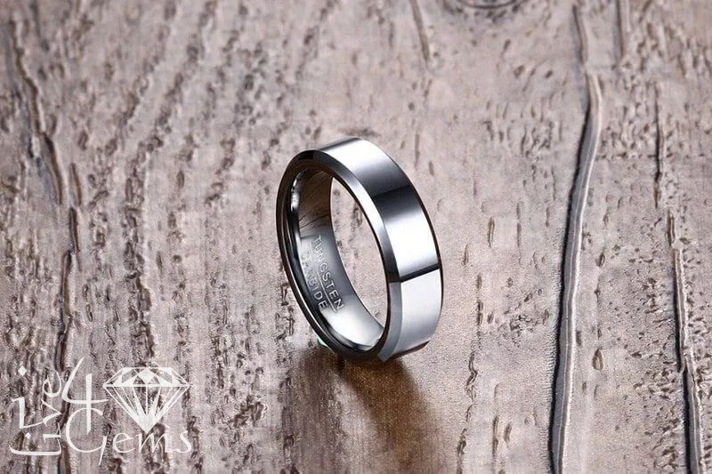 Tungsten Carbide Polished Silver Band