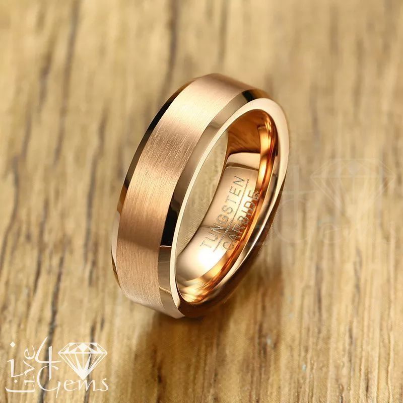Tungsten Carbide Matte Rose Gold Band 6mm
