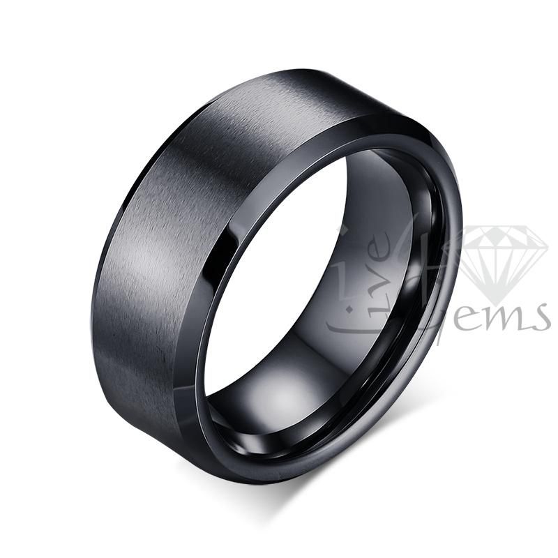 Tungsten Carbide Matte Black Rounded Band 8mm