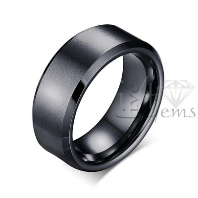 Tungsten Carbide Matte Black Rounded Band 8mm