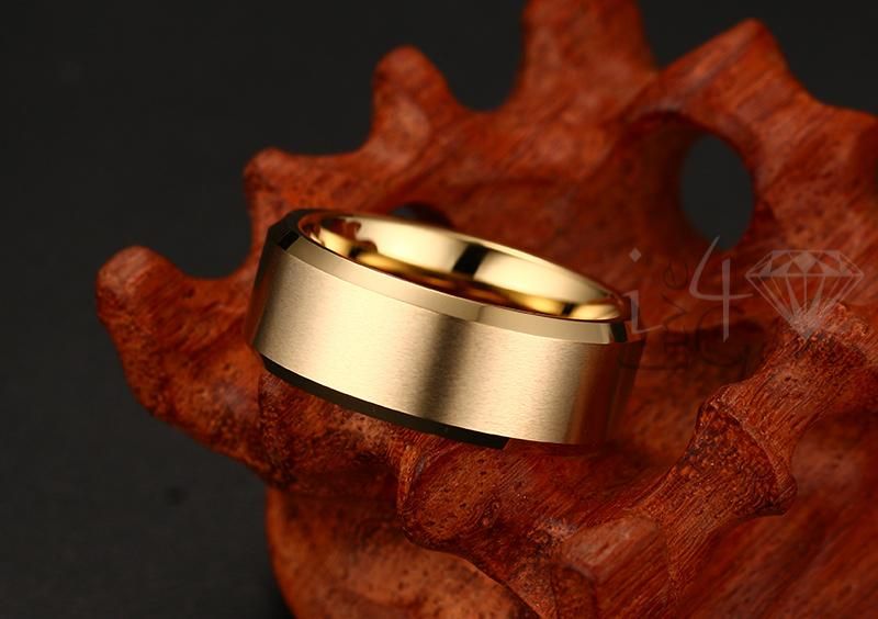 Tungsten Carbide Matte Gold Stripe Band 8mm