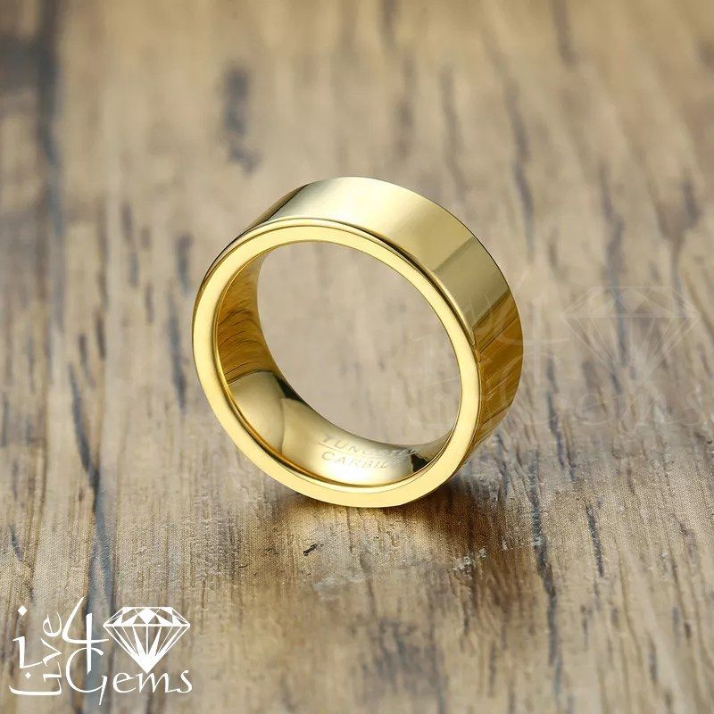 Tungsten Carbide Gold Band 8mm