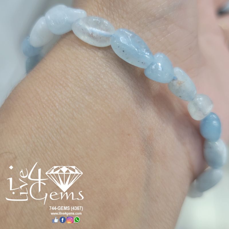Aquamarine Gemstone Stretch Bracelet