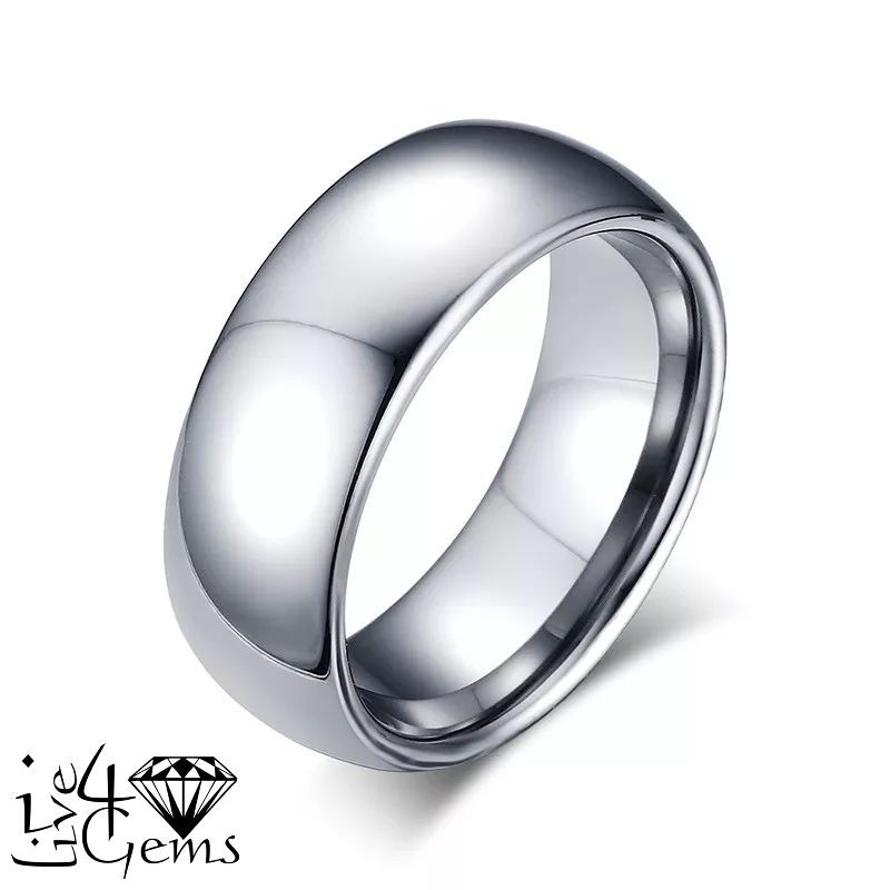 Tungsten Carbide Rounded Silver Band 8mm