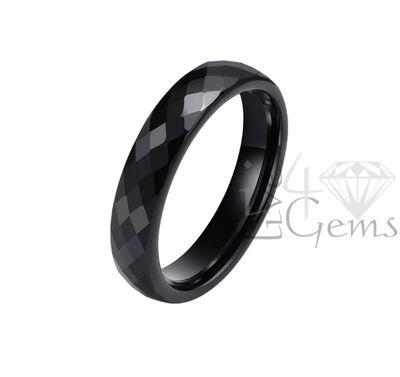Tungsten Carbide 4mm Diamond Cut Black Band